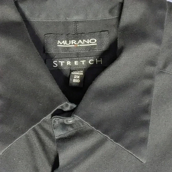 Murano Black shiny long sleeve button down XXL stretch - Picture 2 of 3